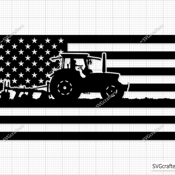 American Farm Tractor Svg, US Tractor Svg, Farm Tractor Png, Tractor Clipart, Tractor Svg, US distressed flag svg, Tractor Cut Files