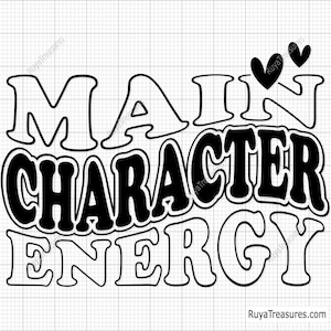 Personagem principal Energia Svg, Personagem principal Svg, Texto ondulado Svg, Retro Svg, Trendy Svg, Boho Svg, Saúde mental, Engraçado Svg, Inspirador Svg