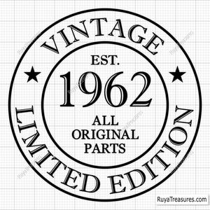 64.º cumpleaños SVG PNG, 64.º SVG, Envejecido a la perfección SVG, 64 y fabuloso SVG, Vintage 1962 SVG - Archivo de corte imprimible, Cricut y Silhouette