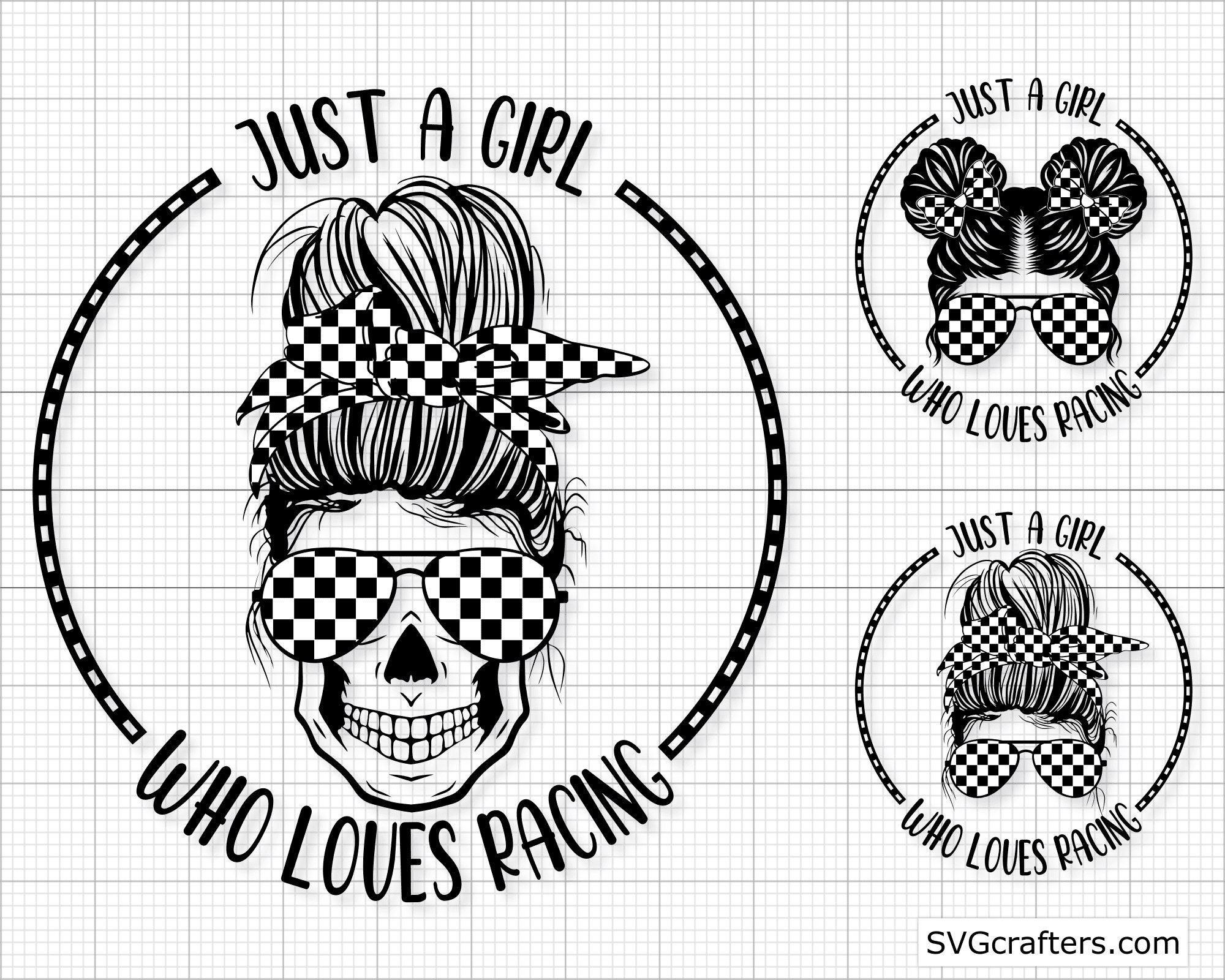 Bundle Just a Girl Who Loves Racing Svg Messy Bun Racelife Etsy