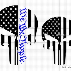 Punisher We The People Blue Line svg, Punisher svg, Punisher skull svg, sugar skull svg, the punisher svg - Printable, Cricut & Silhouette