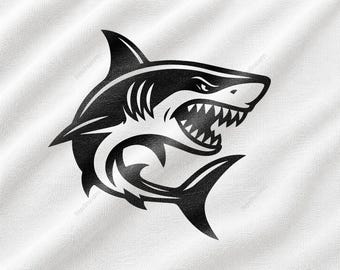 Great White Shark SVG, Ocean Wildlife Silhouette Design, Marine Predator Graphic, Sea Life Artwork, Coastal Animal Clipart