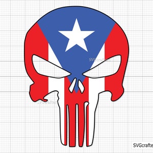 The Punisher Puerto Rico svg, puerto rican svg, puerto rico flag svg, Boricua svg, puerto rico png - Printable, Cricut & Silhouette file