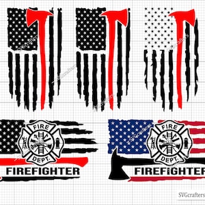 Feuerwehrmann zerfetzten Flagge, Feuerwehrmann Flagge svg, Clipart für Cricut, Feuerwehrmann svg, US Axt-Flagge svg, Feuer-Abteilung svg, Cricut und Silhouette-Datei