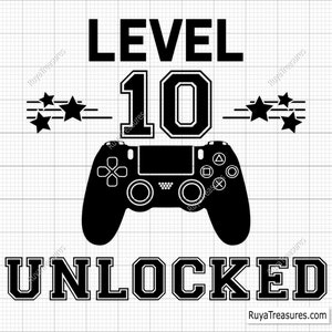 Level 10 Unlocked Plotterdatei, 10.Geburtstagsdeko, 10.Geburtstagsdeko, Geburtstagskinder Design, Geburtstagskinder Design, Cricut & Silhouette-Datei
