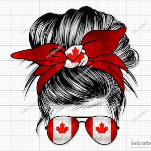 Canada Messy Bun PNG, Canada Messy Bun Sublimation, Canada Mom, Canadian Woman Png, Flag of Canada Png -Clipart, Printable, Sublimation file