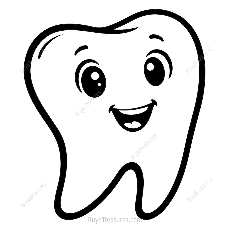 Tooth Cartoon Layout Tooth Dental Care Cartoons - Etsy