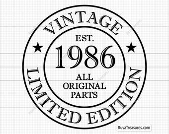 40th Birthday Svg, 40th Svg, Vintage 1986 Svg, 40th Cut File for Cricut, Aged to Perfection Svg - Printable, Cricut & Silhouette Cut Files