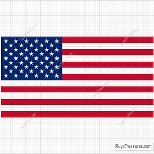 May include: The flag of the United States of America features a blue canton with fifty white stars and thirteen horizontal stripes alternating between red and white. The text RuyaTreasures.com is visible in the bottom right corner of the image.