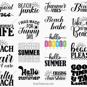 Sommar Svg-paket, Sommarstrand Svg, Hej Sommar Svg-paket Sommar, Hej Sommarvibbar Svg, Solsken Svg - Utskrivbar, Cricut & Silhouette