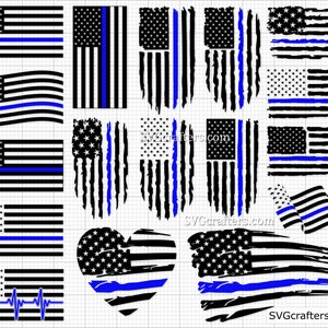 police svg, back the blue svg, thin blue line svg, police officer svg, police wife svg, distressed flag svg - Printable, Cricut & Silhouette