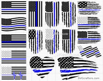 police svg, back the blue svg, thin blue line svg, police officer svg, police wife svg, distressed flag svg - Printable, Cricut & Silhouette