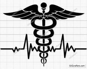 Caduceus Svg, Caduceus Vektor, Caduceus Png, Krankenschwester Herzschlag Svg, Herzschlag Stethoskop Svg, Stethoskop Png, Stethoskop Vektor Cut Dateien