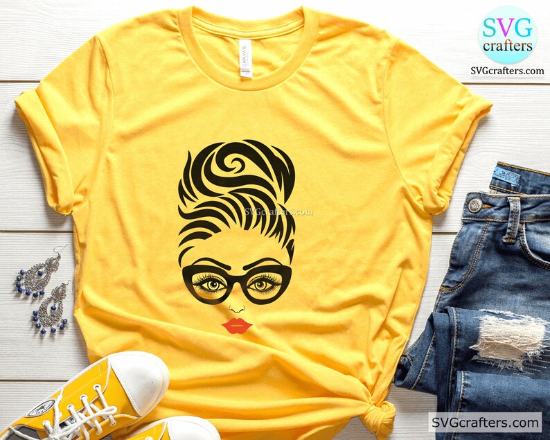 Free Free 350 Messy Bun Svg Black Woman With Glasses Svg Free SVG PNG EPS DXF File