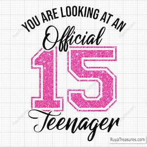 15 offizielle Teenager SVG, 15 Jahre Geburtstagsstecker, 15 Jahre Geburtstagsstecker, 15 Jahre Geburtstagsstecker, 15 Jahre Geburtstagsstempel, 15 Geburtstagsstempel - Printable, Cricut & Silhouette-Dateien