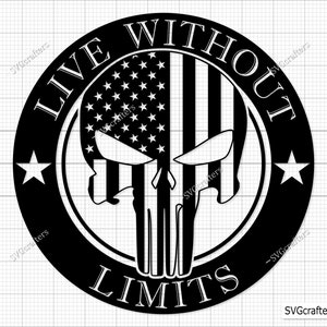 Punisher Skull Live Without Limits Svg Png, Punisher Skull svg, 2e amendement svg, Punisher vector, Guns svg-afdrukbaar, Cricut & silhouet