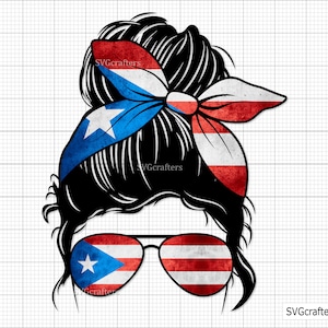 Puerto Rico Momlife PNG, Messy Bun Puerto Rico png, Puerto rico png, Puerto rican png - Clipart, Print and Cut, Printable & Sublimation file