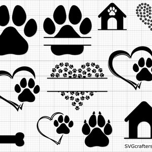 Svg empreinte de patte, empreinte de patte de chien, svg de patte de chien, svg de patte, svg de maman chien, chiot svg, svg de pattes de chien, svg pour amoureux des chiens - imprimable, Cricut & Silhouette