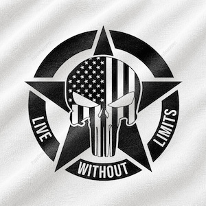 Live Without Limits SVG, Punisher Skull Amerikaanse vlag ontwerp, patriottische tweede wijziging afbeelding, Freedom Mindset Artwork