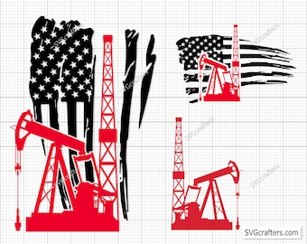 Oilfield flag svg, Oilfield worker svg, American flag Oilfield svg, Oilfield svg, Oilfield flag - Printable, Cricut & Silhouette file