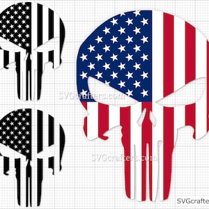American Punisher Flag svg, Punisher svg, Punisher skull svg, skull svg, sugar skull svg, the punisher svg - Printable, Cricut & Silhouette