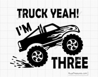 Truck Yeah I'm 3 Svg Png, Truck Yeah Svg, 3rd Birthday Svg Png, Boys Birthday Shirt Svg, Third Svg, 3rd Birthday Boy Svg, Three Year Old Svg