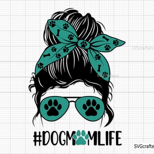 Hond moeder svg, hondenliefhebber svg, pootafdruk svg, hond poot svg, hond moeder png, poot svg, moeder hond svg, rommelig broodje svg - afdrukbaar, Cricut en silhouet