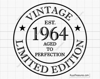 60th Birthday Svg, 60th Svg, Old Number 60 Svg, 60th Cut File for Cricut, Aged to Perfection Svg, Vintage 1964 Svg, Cricut & Silhouette File