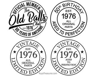 50th Birthday Svg, Official Member the Old Balls Club Est 1975, 50th Svg, Old Number 50 Svg, Vintage 1975 Svg, Cricut Silhouette Cut Files