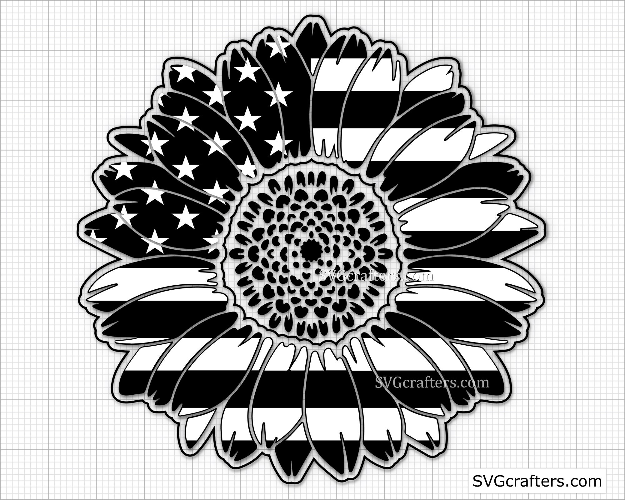 American Flag Sunflower Svg 4th of July Svg Distressed Flag | Etsy