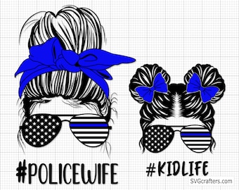 Police svg, Police wife svg, Messy bun Blue Line svg, Thin Blue Line svg, Thin blue line svg, Back The Blue svg, Police Officer svg