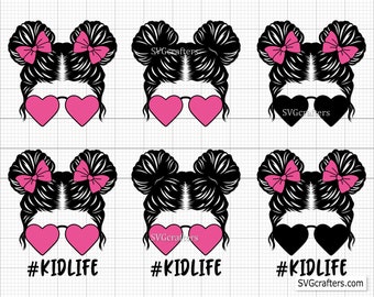 Mom Kid Life svg, Layered Kid Life svg, Messy Bun Mom svg, Leopard Mom svg, Momlife svg, Mom Daughter svg, Family Life Bundle svg