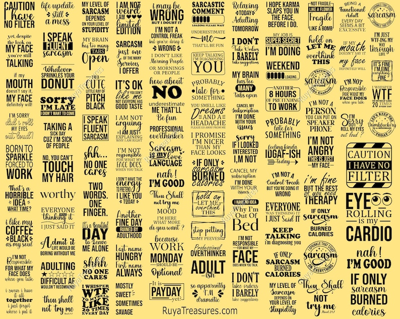 Sarcastic Quotes Bundle Svg