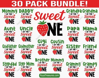 First Birthday Of The Sweet One Strawberry Svg, Strawberry Theme Party Svg, Mom Dad Family Matching Birthday Svg, Baby Girl Birthday Svg
