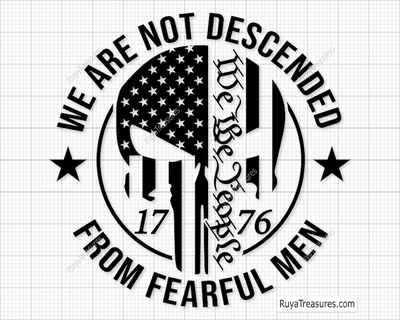 We Are Not Descended From Fearful Men Svg, 2nd Amendment Design, 1776 Patriotic Skull Graphic, Freedom Rights Artwork, Liberty Cut File image 5