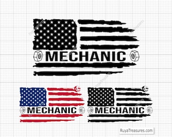 Bandera de mecánico SVG PNG, bandera estadounidense de mecánico SVG, llave inglesa SVG PNG, bandera de llave inglesa SVG, clipart de mecánico, papá mecánico SVG, regalo de mecánico SVG