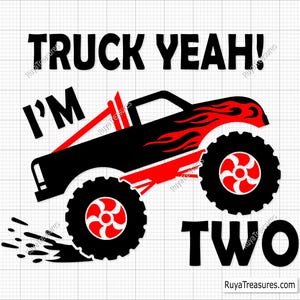 Truck Yeah I'm 2 Svg Png, Truck Yeah Svg, 2° compleanno Svg Png, Maglietta compleanno ragazzi Svg, Secondo Svg, 2° compleanno ragazzo Svg, Due anni Svg