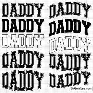 Daddy Varsity Svg Png, Daddy Varsity gebogen Svg, Daddy Varsity Letters Svg, Daddy Varsity lettertype Svg, daddy est 2025 Svg, Varsity letters svg