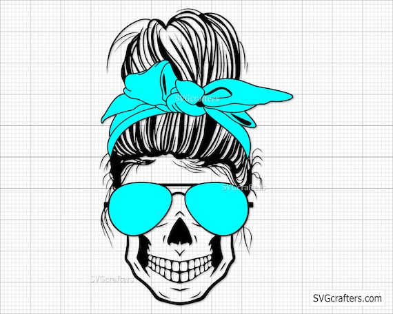 Layered Mom Skull Svg Messy Bun Skull Svg Momlife SVG - Etsy