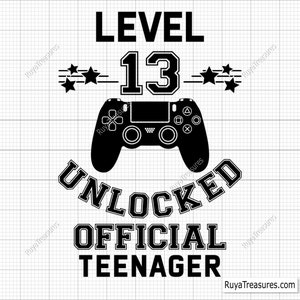 Level 13 Unlocked 13.Geburtstag Shirt, 13.Geburtstagsgeschenk, 13.Geburtstagsgeschenk, 13.Geburtstagsgeschenk - Printable, Cricut und Silhouette