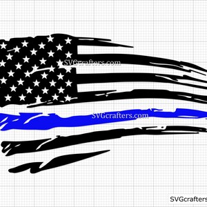 May include: A distressed American flag with a blue line running horizontally across the middle. The text "SVGcrafters.com" appears twice on the image.