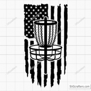 Disc Golf SVG American Flag, Disc Golf Distressed Flag svg, disc golfer svg, disc golf dxf, golf club svg - Printable, Cricut & Silhouette