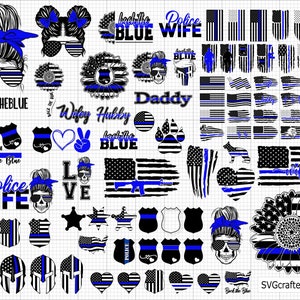 Special Bundle Police Svg, Back the Blue Svg, Thin Blue Line Svg, Police Officer Svg, Police Wife Svg, Distressed Flag - Cricut & Silhouette