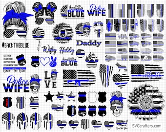 Special Bundle Police Svg, Back the Blue Svg, Thin Blue Line Svg, Police Officer Svg, Police Wife Svg, Distressed Flag - Cricut & Silhouette