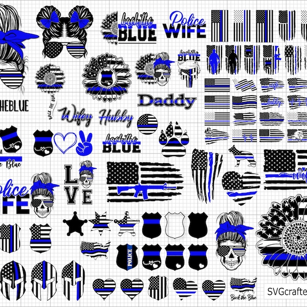 Special Bundle Police Svg, Back the Blue Svg, Thin Blue Line Svg, Police Officer Svg, Police Wife Svg, Distressed Flag - Cricut & Silhouette