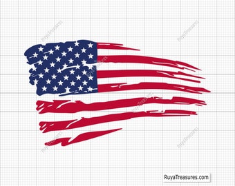 Bandera estadounidense SVG, 4 de julio SVG, bandera desgastada SVG, 4 de julio SVG, bandera grunge SVG, patriótico SVG - Imprimible, Cricut y Silhouette
