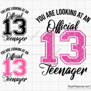 13 Official Teenager Svg, 13th Birthday Svg, Birthday Girl Svg, 13th ...