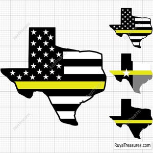 Texas dunne gele lijn Svg, expediteur Texas vlag Svg, 911 verzender Svg, Texas staat vlag Svg, Emergency Responder Svg, openbare veiligheid Svg