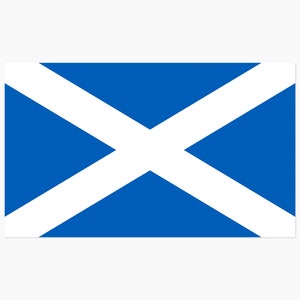 Könnte beinhalten: Eine blaue Flagge mit einem weißen diagonalen Kreuz, das die Flagge Schottlands darstellt.