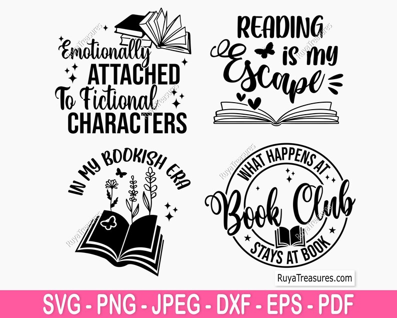 Book Lover Svg Bundle, Book Bundle, Reading Svg, Reading Books Svg ...